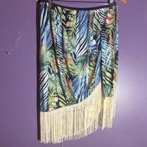 SHEIN Cream Fringe Skirt